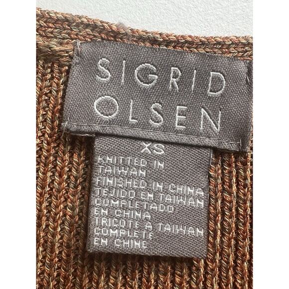 Sigrid Olsen Womens Knit Dark Orage Sleeveless Round V-Neck Tank Top XS Small - Picture 10 of 12